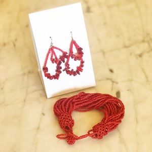 Red Coral Beaded Set